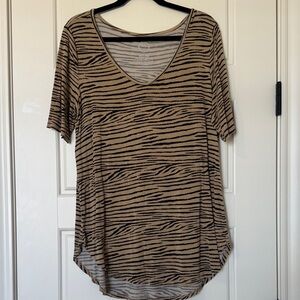 Zebra Print V-Neck Tunic Top